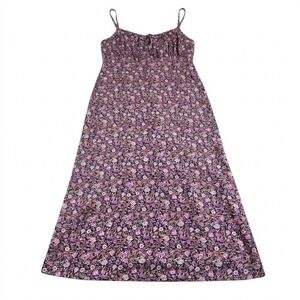 Old Navy Cami Maxi Dress Size Medium Purple Floral Rayon Adjustable Straps NWT